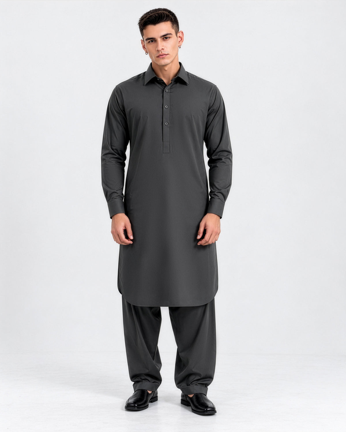 Festive Edition Stitched Suit – Slate Charcoal
