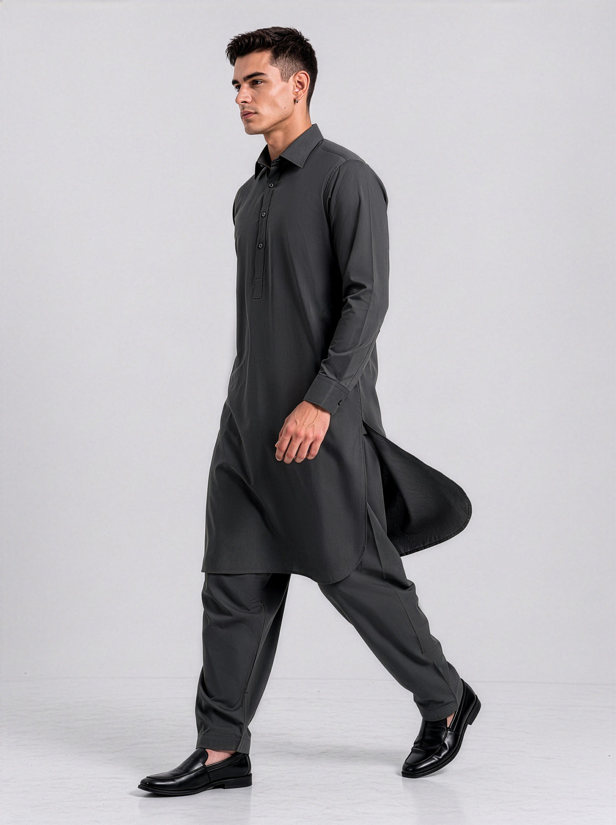 Festive Edition Stitched Suit – Slate Charcoal