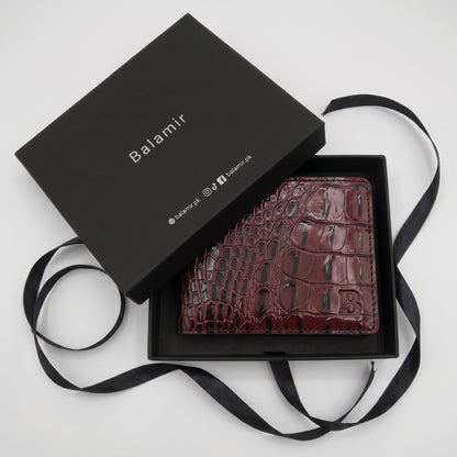 Crocodile Pattent Leather Bifold Wallet