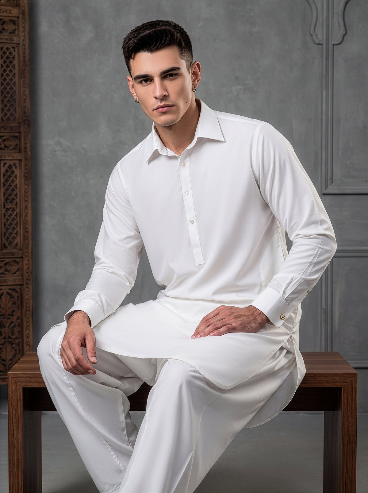 Festive Edition Stitched Suit – Ivory White