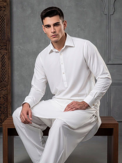 Festive Edition Stitched Suit – Ivory White