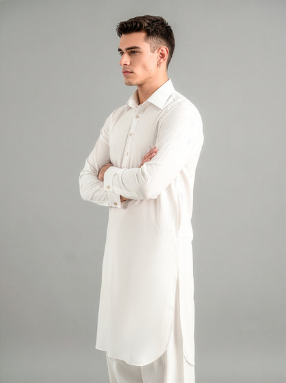 Festive Edition Stitched Suit – Ivory White